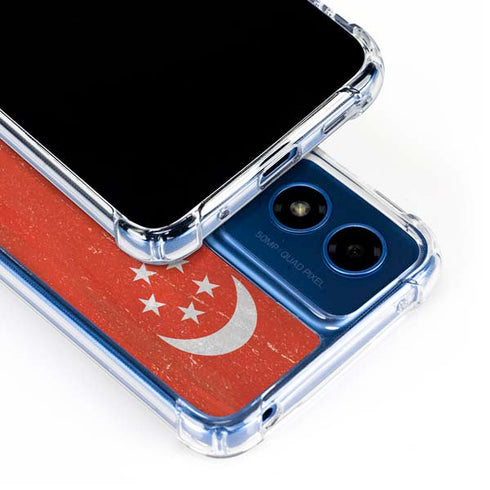 Singapore Flag Distressed Moto G Play 4G (2024) Clear Case